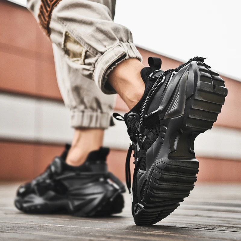 

2021 New Fashion Chunky Sneakers Men Genuine Leather Casual Shoes Trainers