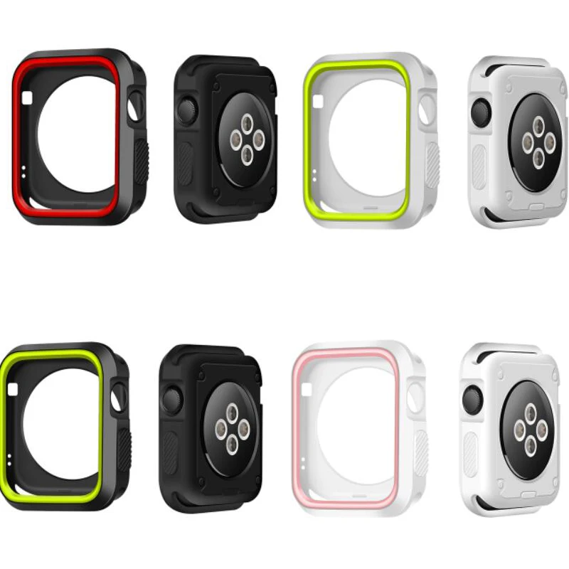 Спортивный силиконовый чехол мягкий резиновый защитный для Apple Watch 4 3 2 1 ремешок