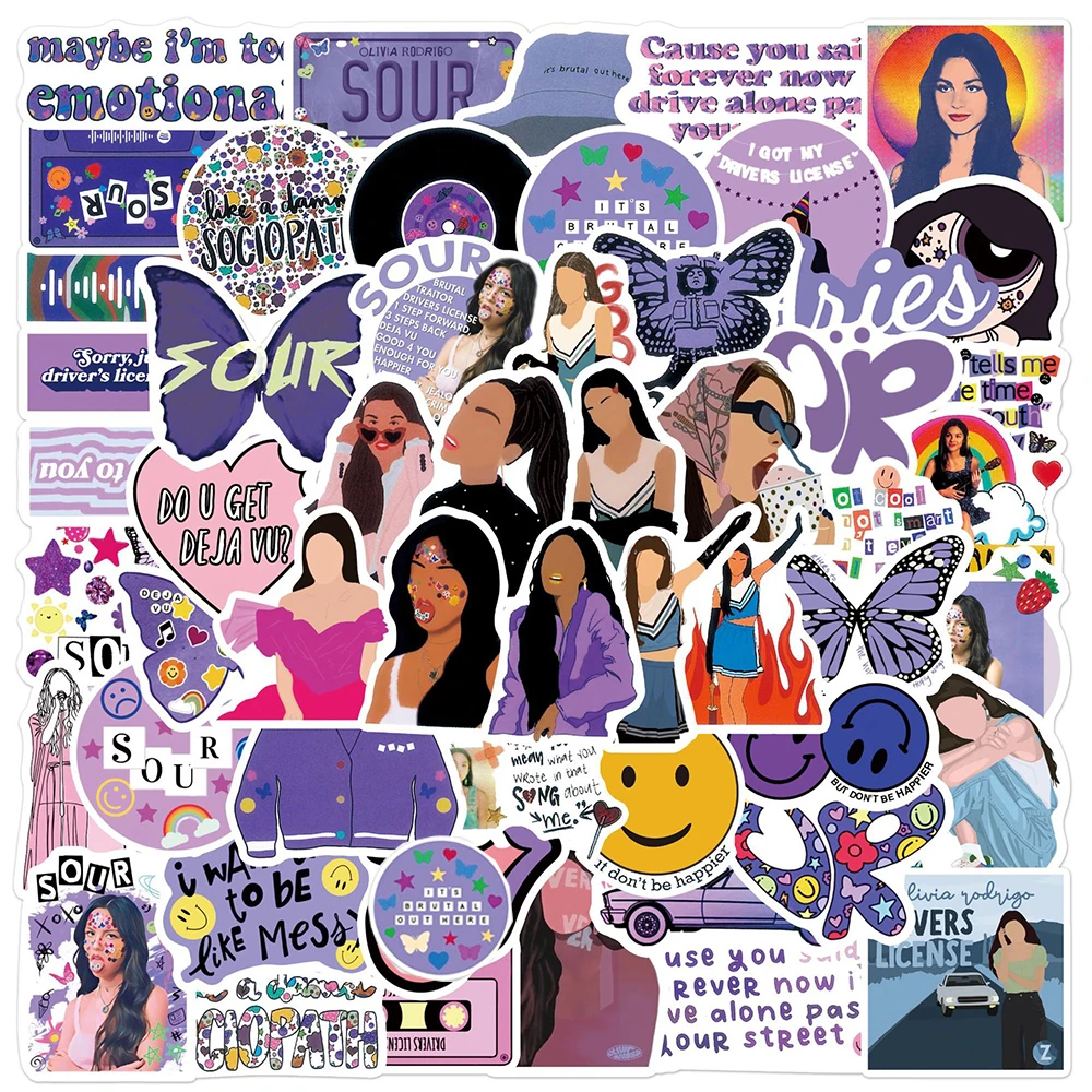 

10/30/50PCS Hot Singer Olivia Rodrigo Sour Stickers Cool Waterproof Motorcycle Guitar Skateboard Graffiti Sticker Decal Kid Toy