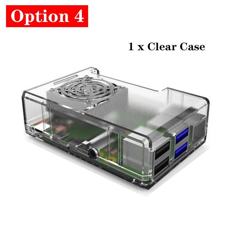 Option 4 Новейший ABS чехол для Raspberry Pi 4 пластиковый корпус черный прозрачный корпус охлаждающий вентилятор кулер для Raspberry Pi 4 Модель B - Цвет: Option 4