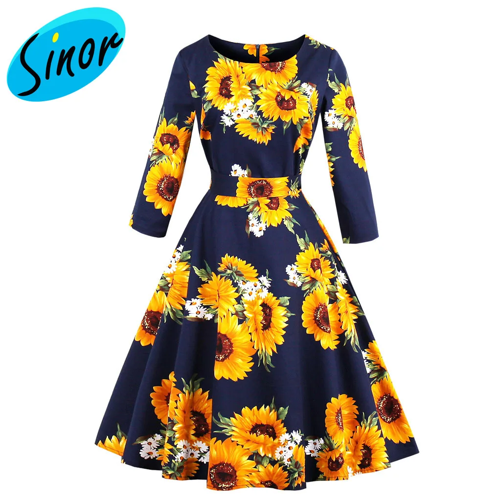 

Women's 3 / 4 sleeve Flamingo print retro dress 1568 party dress