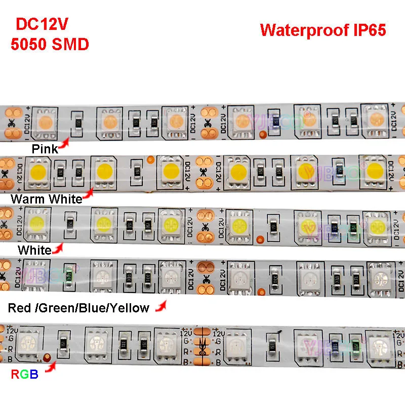 DC12V 5050 SMD 60 Светодиодный s/m светодиодная лента 1 м 2 3 4 5 гибкая осветительная IP30/IP65