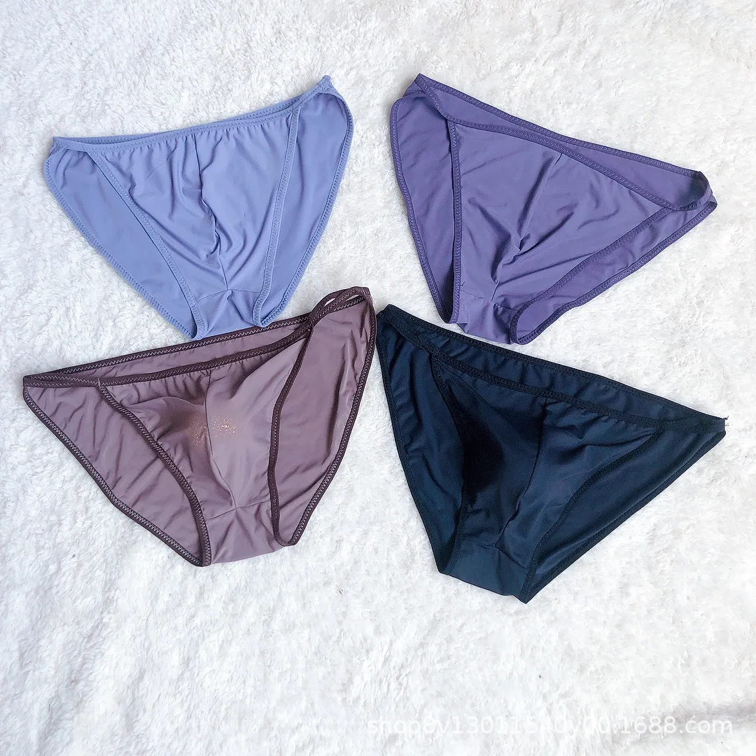 Summer New Ice Silk Breathable Cool Men's Bag Briefs Sexy Comfortable Soft Large Size Men's Underwear Sexy Man