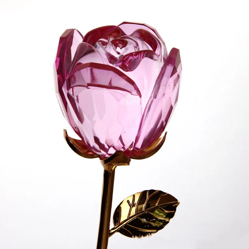 Миниатюрная розовая Цветочная ветка из Искусственного хрусталя роза с