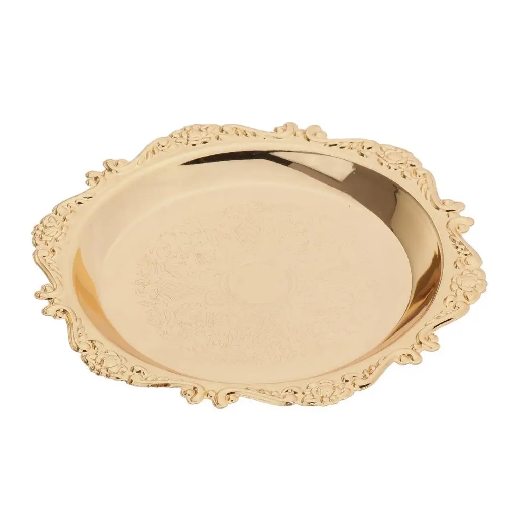 4 "/6'Gold круглые металлические фрукты блюдо тарелка для кондитерских изделий