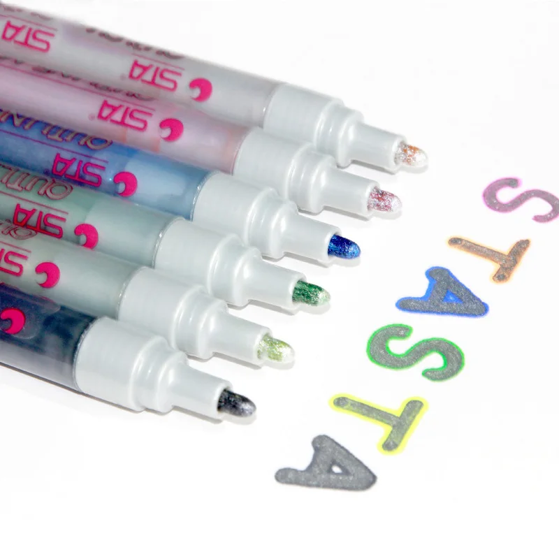 

Double Line Pen Metallic Color Magic Outline Marker Pen DIY Album Highlighter Marking Pens for Painting Office School Supplies