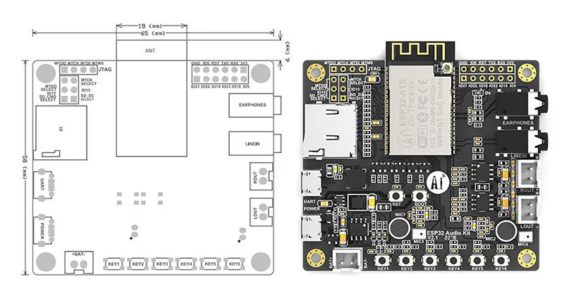 TZT ESP32-Aduio-Kit WiFi+ Bluetooth модуль ESP32 серийный к WiFi/ESP32-Aduio-Kit аудио макетная плата с ESP32-A1S