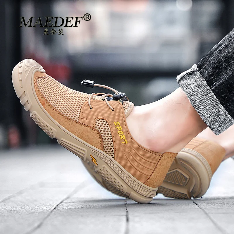 

MAEDEF Soft Sole Oversized Casual Summer Hiking Leisure Travel Breathable Hollow Out Sneakers Male Comfortable Walking Footwear