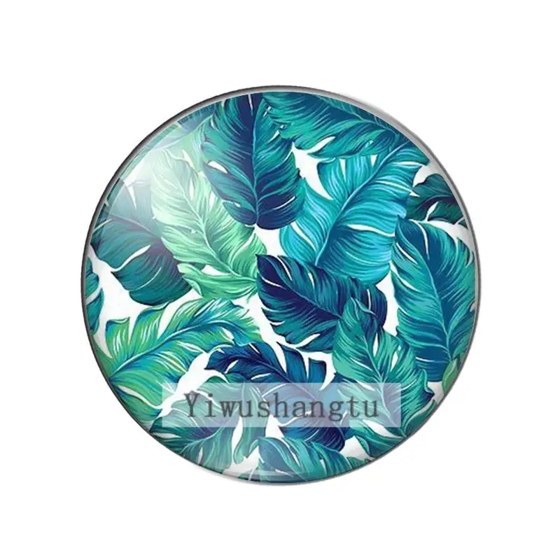 Fashion beauty tropical leaf monstera leave 12mm/18mm/20mm/25mm Round photo glass cabochon demo flat back Making findings ZB0543 | Украшения