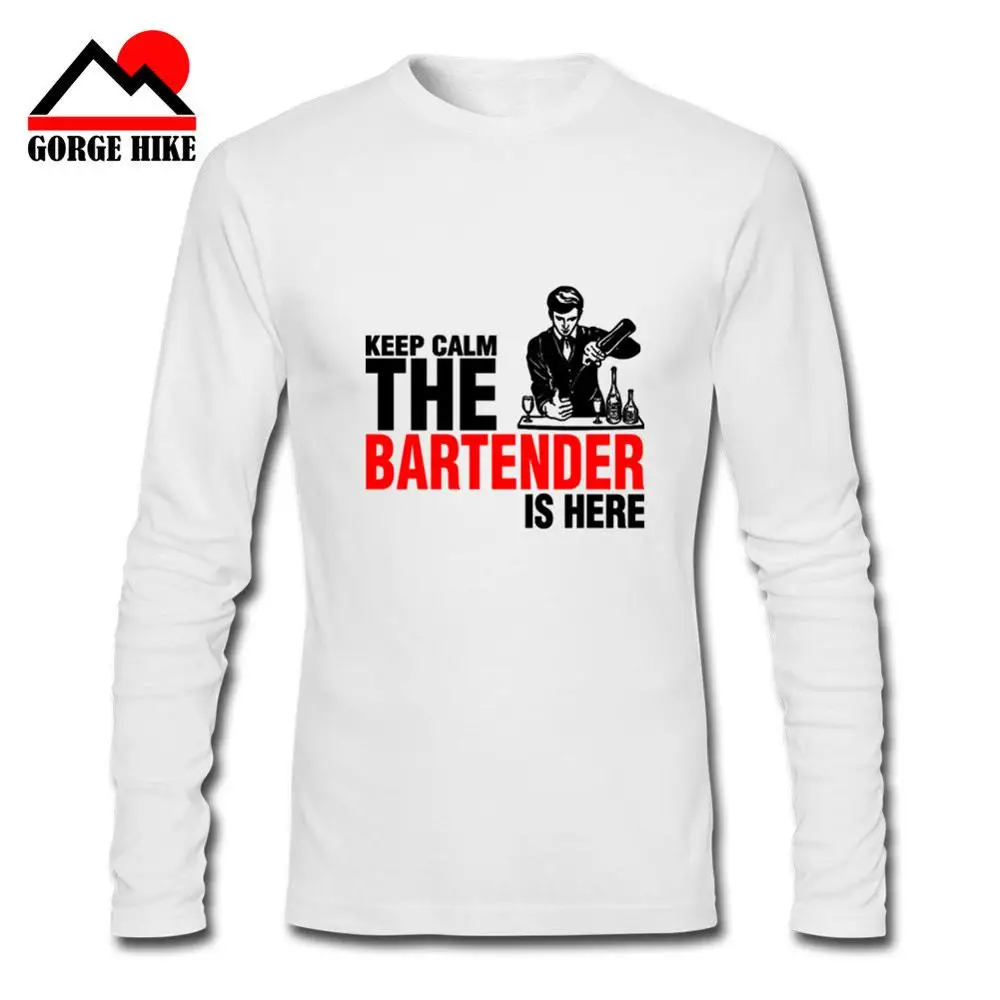 Создана Keep Calm The Bartender Is Here футболка хлопковая Повседневная с длинным рукавом