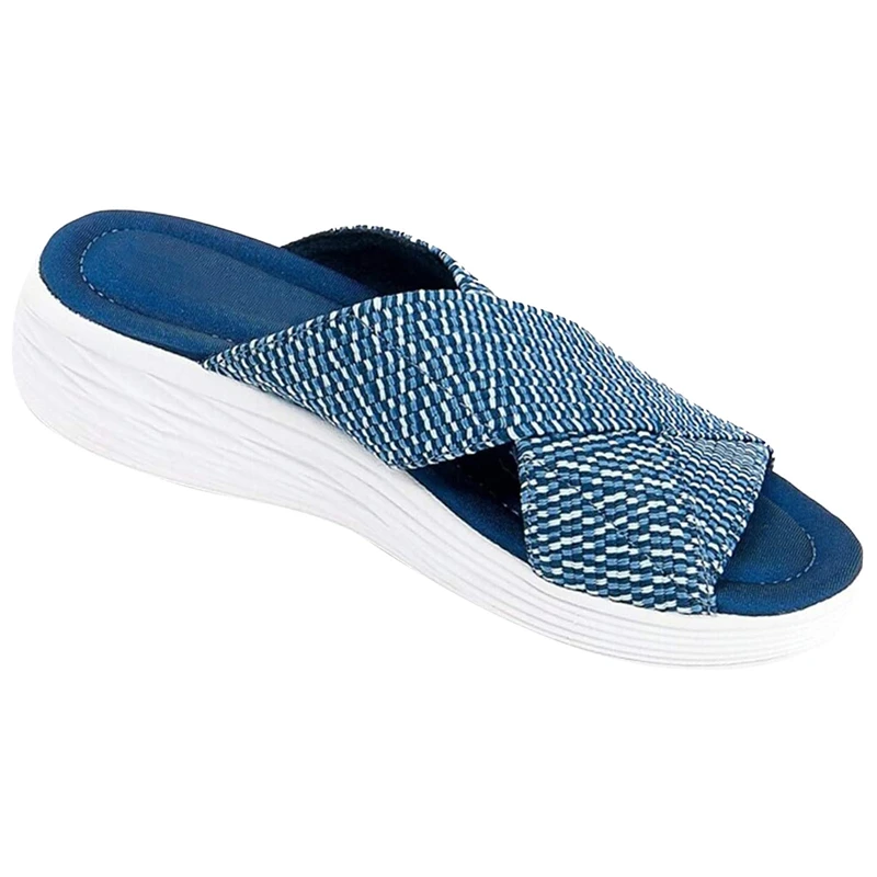 

Summer Sandals Women Solid Color Platform Peep Toe Beach Sandals Ladies Slip on Platform Flats Straps Shoes