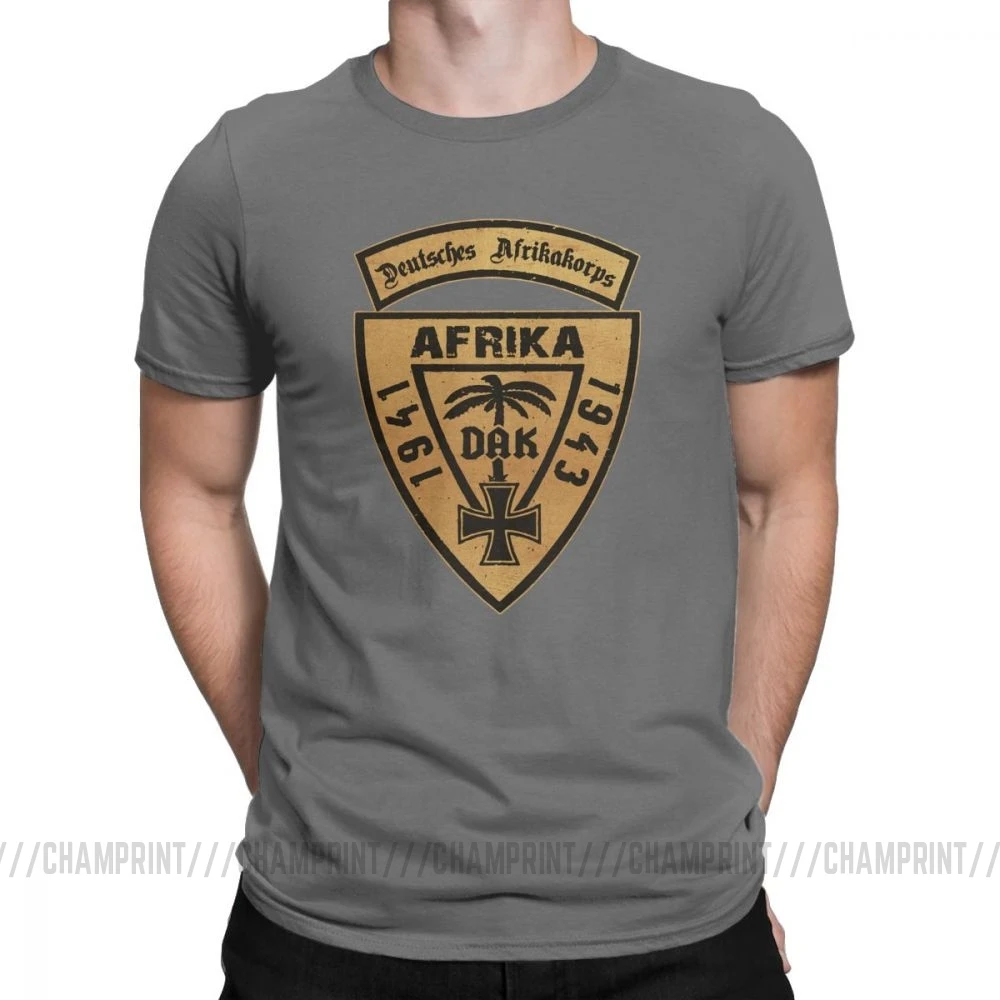 Мужская футболка для отдыха с круглым вырезом, хлопковая Футболка DAK Deutsches Africa 1941-43, футболки с графическим принтом - Цвет: Темно-серый