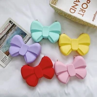 small bow knot shaped crossbody bags for women 2021 pvc jelly shoulder bag girls mini candy color coin purses cute womens bag