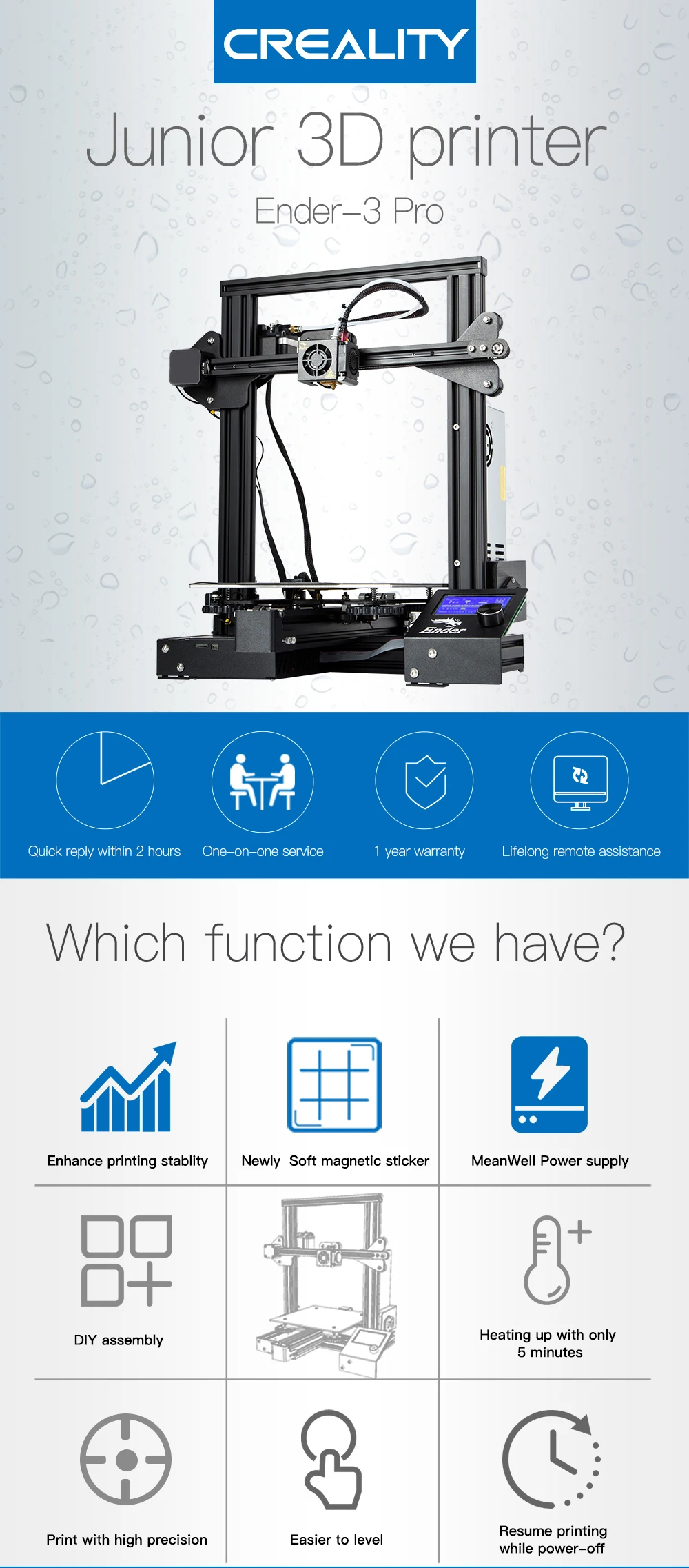 

AMYGOJJ CREALITY 3D Ender-3 PRO 3D Printer Upgraded Cmagnet Build Plate Resume Power Failure Printing DIY KIT