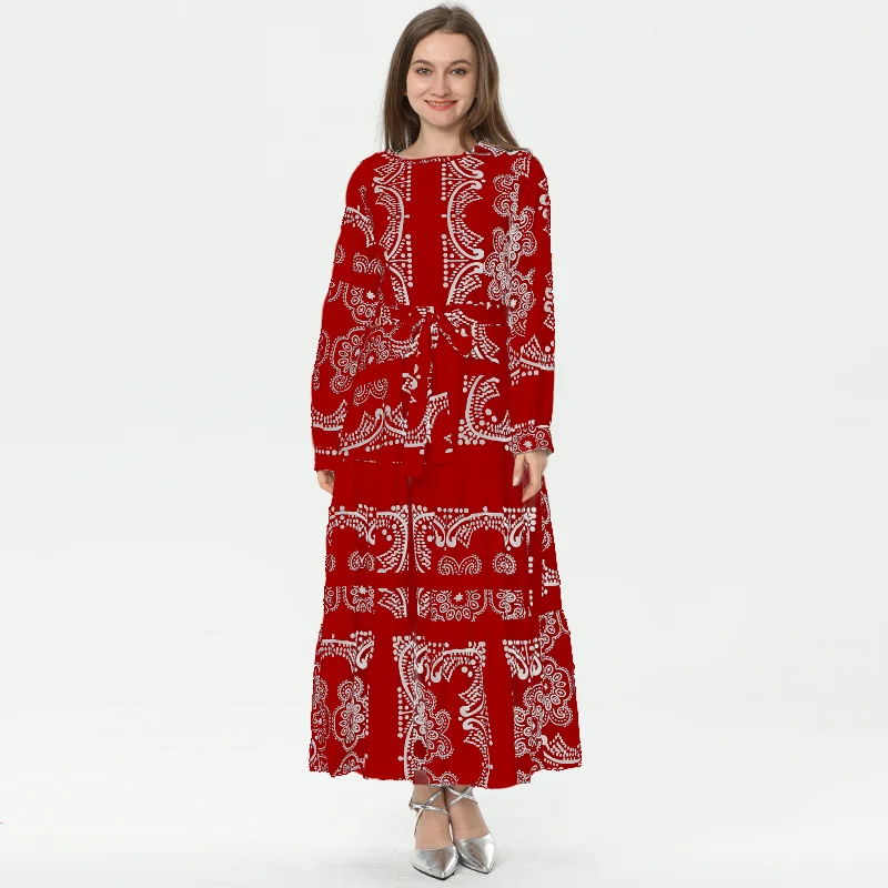 

Women Spring Autumn 2022 New Long Dress Holiday Maxi Loose Floral Print O-neck Sleeve Elegante Dresses Cocktail Party Clothing
