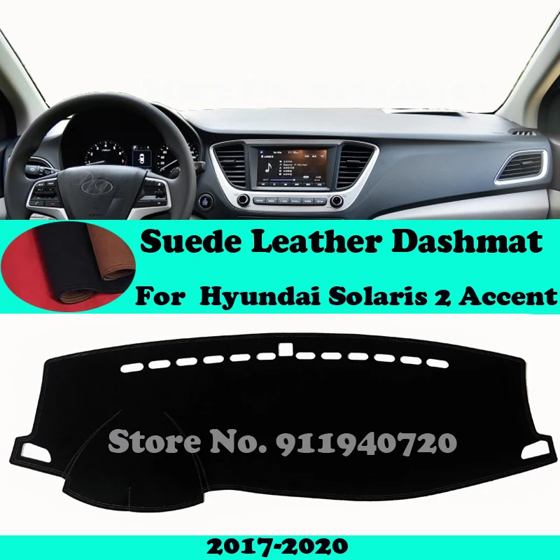 

For Hyundai Solaris 2 Accent 2017 2018-2020 HC Suede Leather Dashmat Dashboard Cover Pad Dash Mat Carpet Car-Styling Accessories
