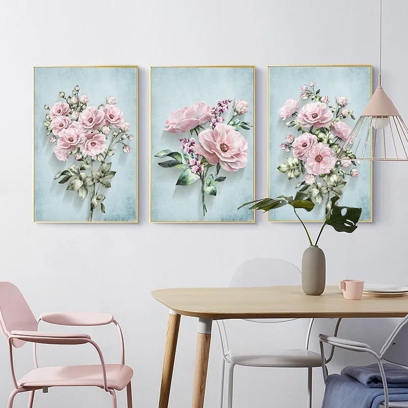 

European Modern Rose Flower Oil Painting Elegant Living Room Home Decoration Wall Canvas Art Poster Nordic Bedroom Print Picture