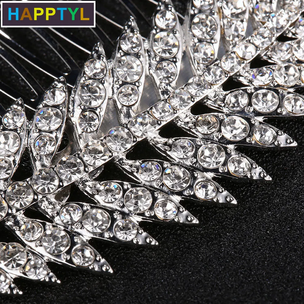 HAPPTYL 1 шт. заколка для волос расчески стразы листья свадебные заколки женский