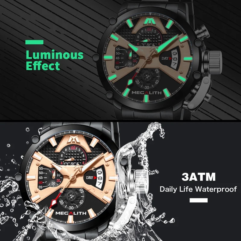 Спортивные часы MEGALITH Мужские Аналоговые кварцевые с хронографом