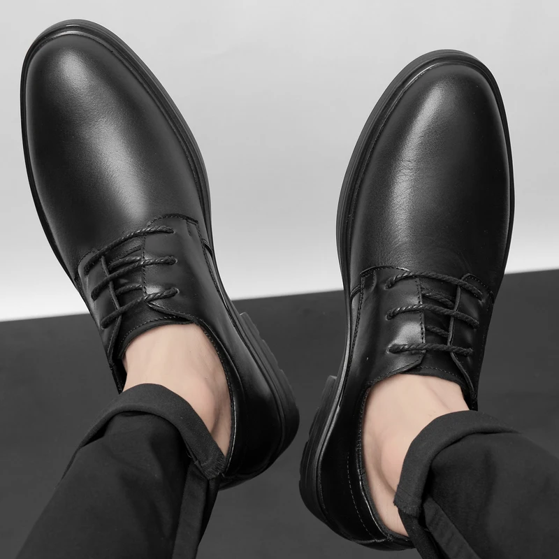 

Mens Oxfords dress Shoes Genuine Leather business Shoes Male Wedding party shoe social chaussure homme Fluff Office Formal Shoes