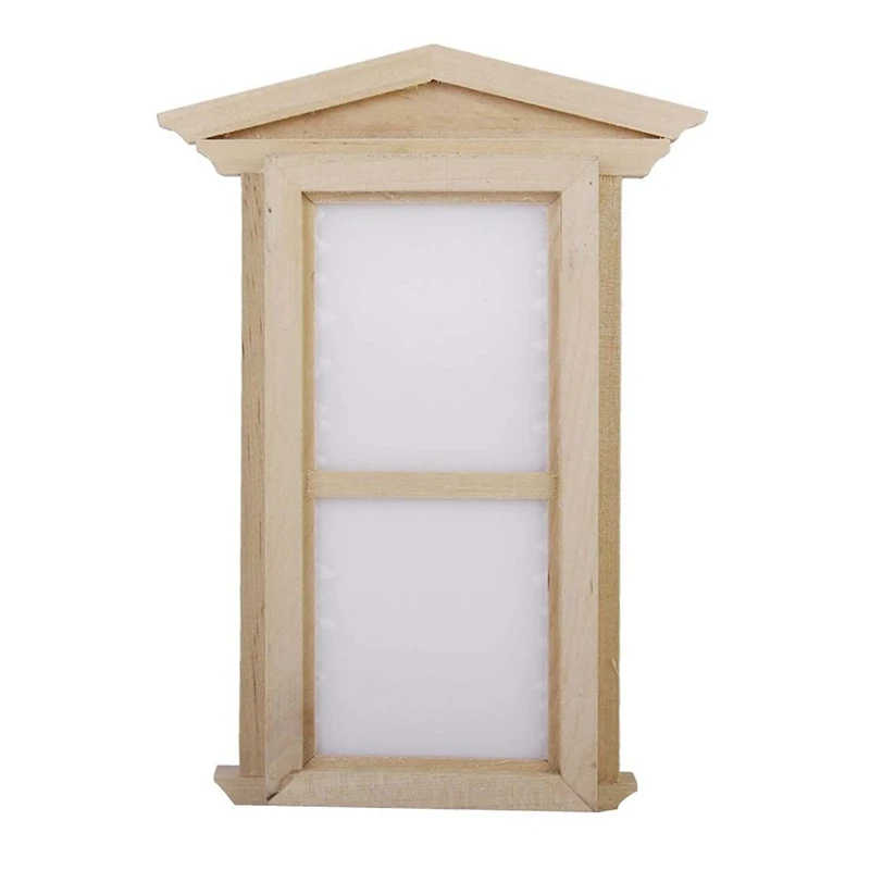 

2 Set Miniature Dollhouse Accessories: 1 Pcs Wooden Window & 1 Set Bed Rocking Chair Dressing Mirror Cabinet