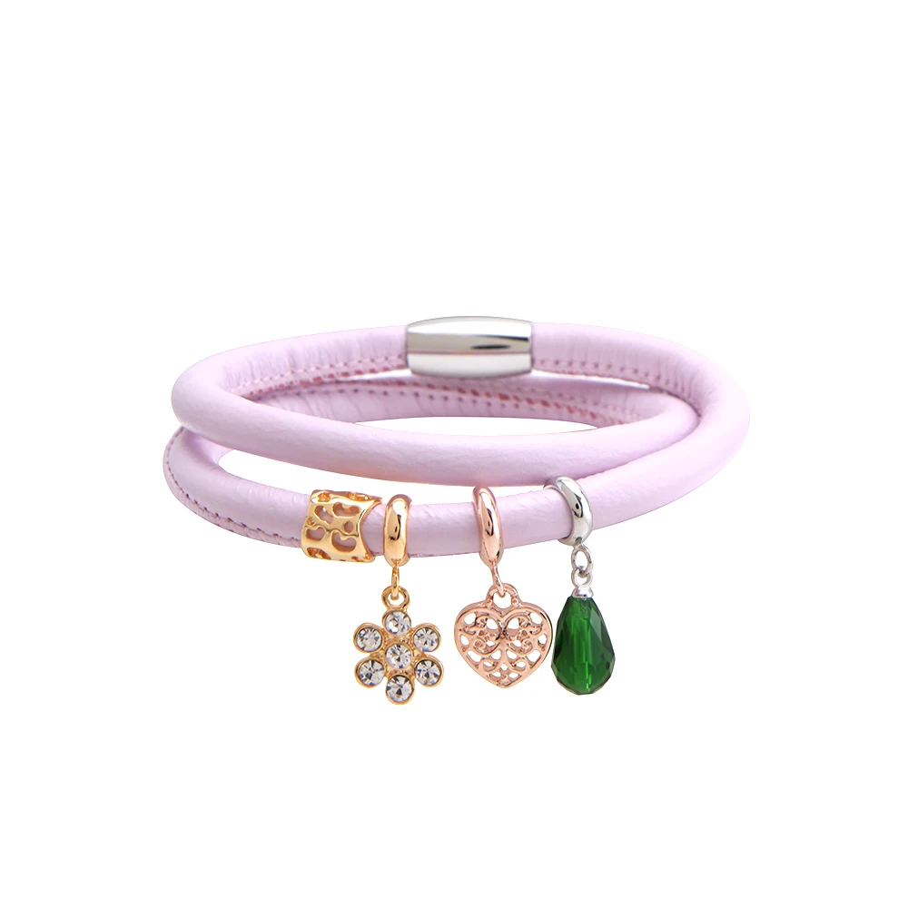 Браслеты SANSHOOR из натуральной фиолетовой кожи набор 4 случайных талисманов 20