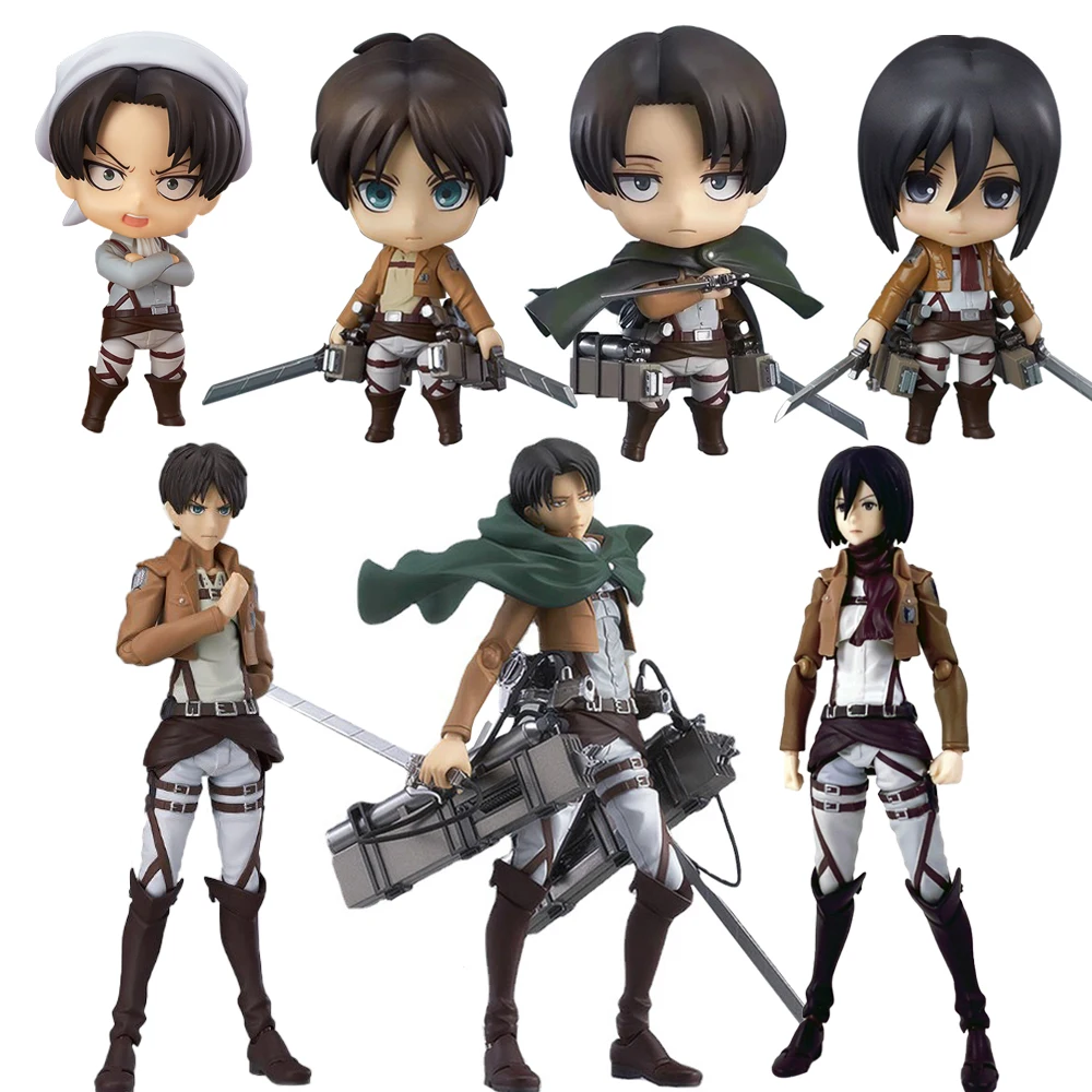 

Attack on Titan Anime Figures Levi Ackerman 390 417 Eren Jaeger 375 Action Figurine Ver.PVC Cute Toys Model Kids Doll Brinquedos