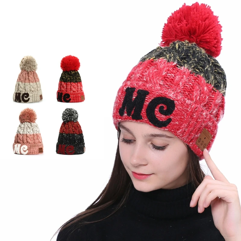 

Stereo Call Knitted Velvet Winter Warm Wireless Bluetooth Headset Cap Music Headphones Hat for Night Running Fishing Hat