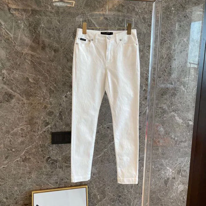 

2021 spring new ladies leggings polyester white jeans