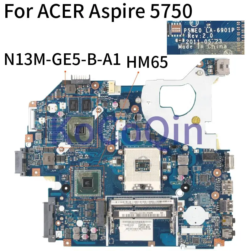 KoCoQin материнская плата для ноутбука ACER Aspire 5750 5750G GT520M P5WE0 LA 6901P HM65 N13M GE5 B