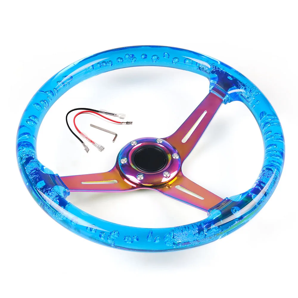 

Car modified acrylic steering wheel bubble crystal transparent racing game racing steering wheel 345MM