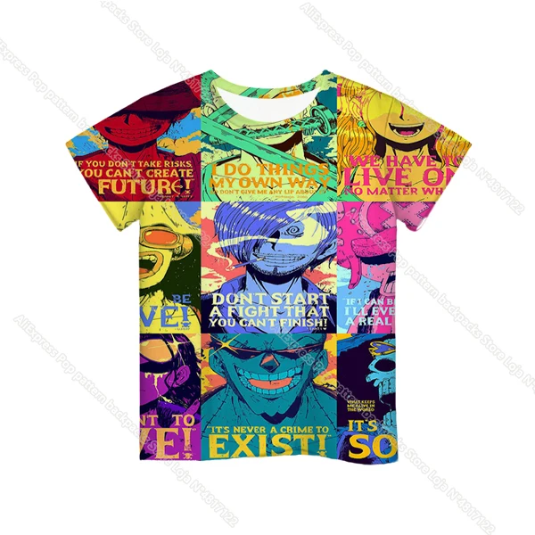

Colorful ONE PIECE Tshirt Casual Tops Fashion Children T Shirt Funny Luffy Zoro Law Streetwear Kids Boys Girls Short Sleeve