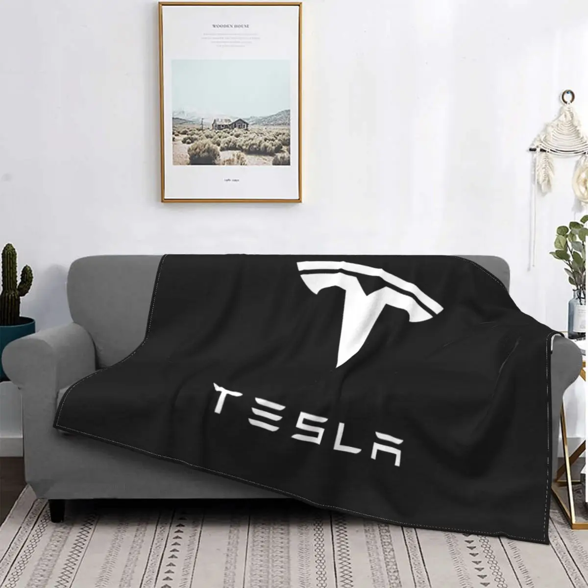 

Lo mejor para comprar-Manta con Logo de Tesla, colcha para cama a cuadros, Picnic, mantas a cuadros en el sofá