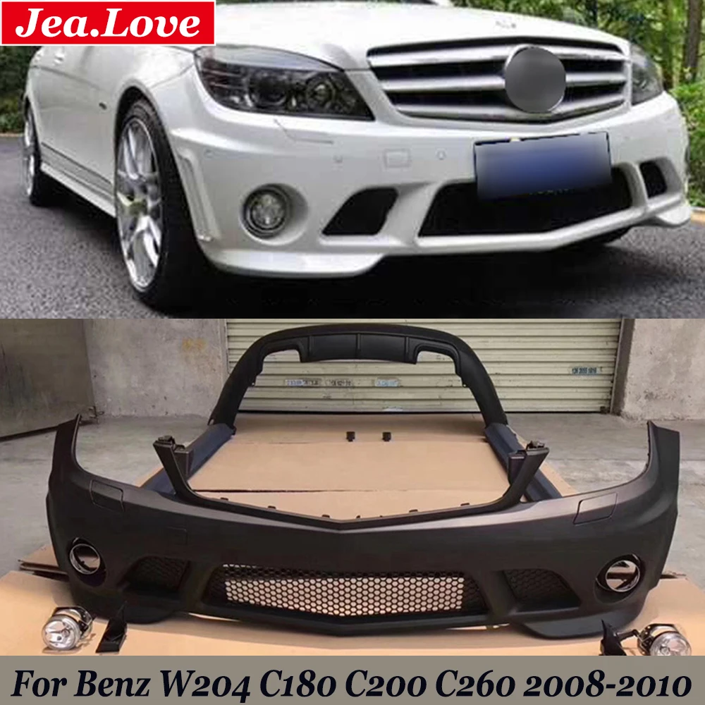 

AMG Style Car Body Kit Unpainted PP Front and Rear Bumper Lip Side Skirts Fog lights For Benz W204 C180 C200 C260 2008-2010