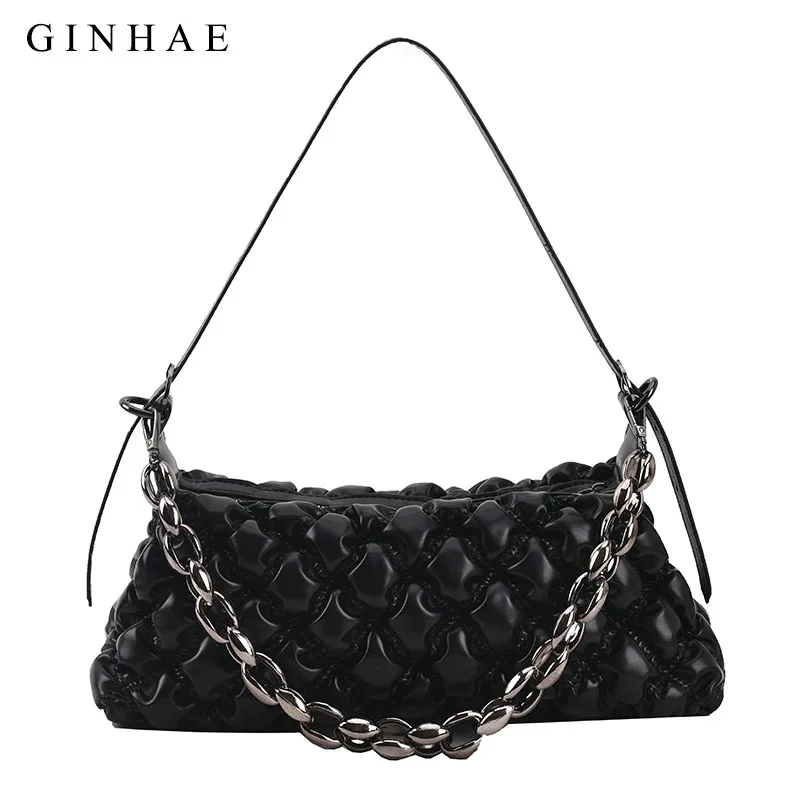 

Thick Chains Dumpling Bag Women Fashion Brand Cloud Underarm Shoulder Bag Clutch Crossbody Bags For Women Pleated Tote Handbags