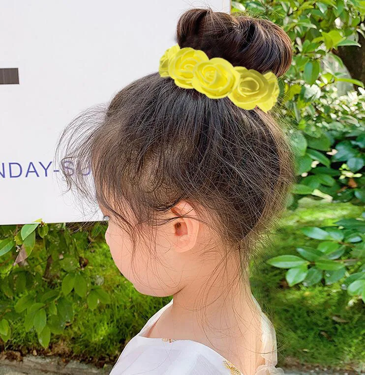 Pfingstrose Rose Blume Gummibänder Haarhalter Krawatte Gummi Stoff Kränze Kronen elastische Kranz Krone Hochzeit Girlande Stirnband – Detail 12