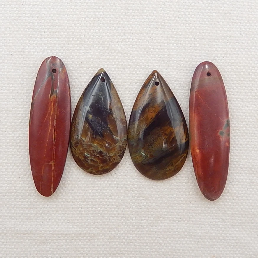 

4pcs Natural Multi-Color Picasso jasper with green opal stones beads For Jewelry Making DIY earrings 41x12x4mm,33x18x4mm,14g