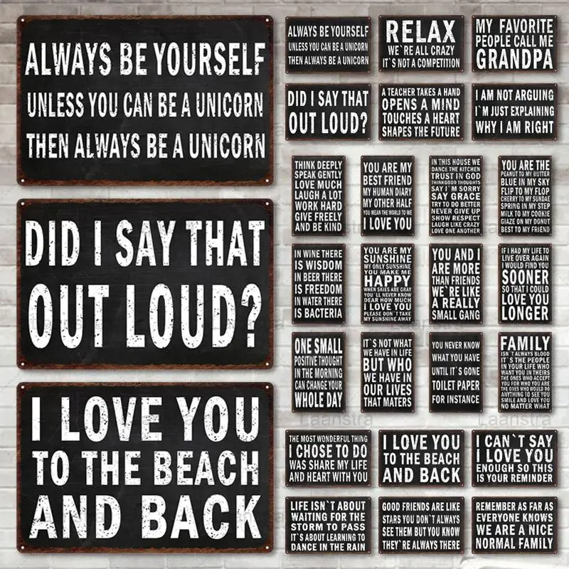 

Shabby Chic Rusty Metal Tin Sign Vintage Poster Life Quotes Black White Text Plaque Iron Plate Man Cave Bar Pub Cafe Wall Decor