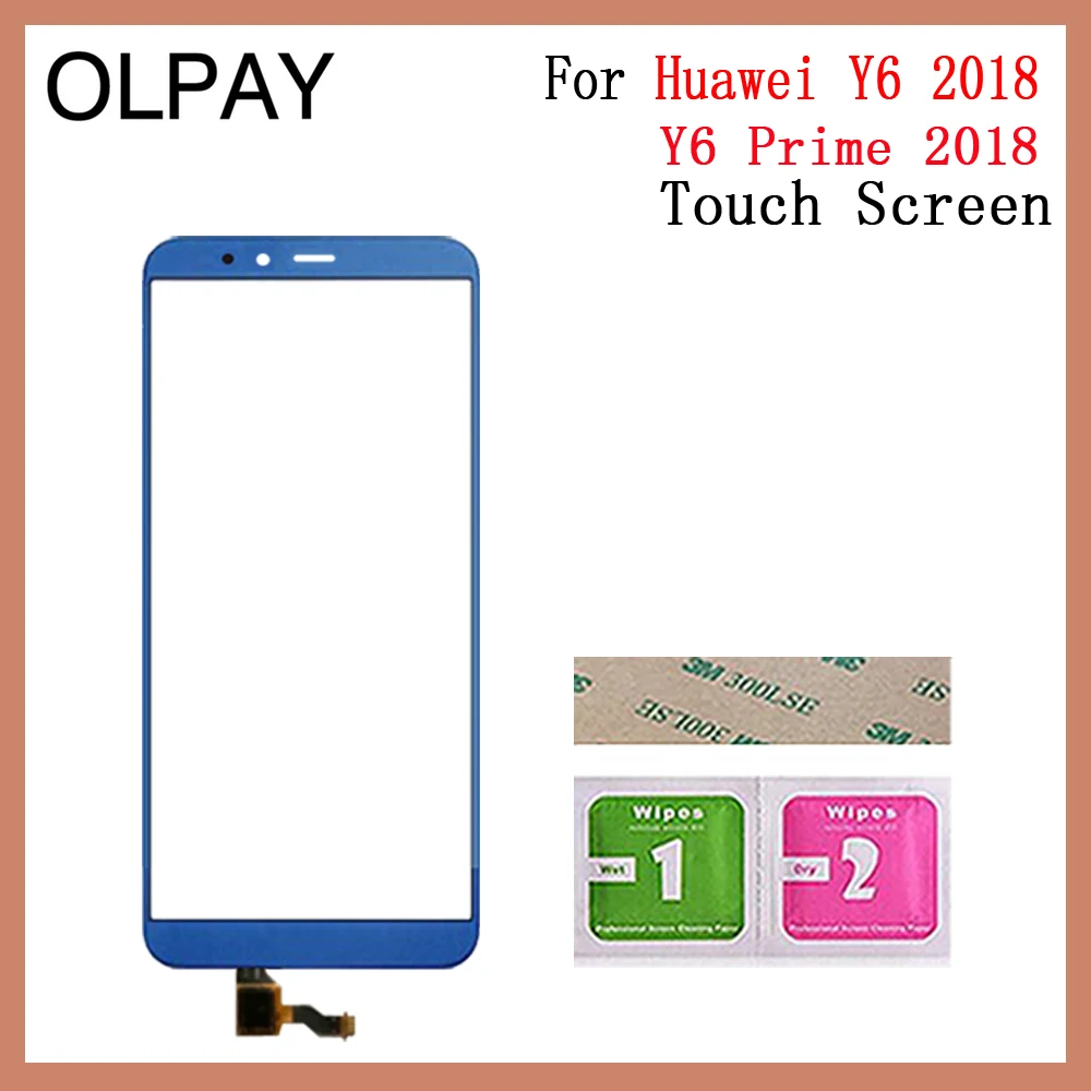 OLPAY 5,7 дюймов для huawei Y6 /Y6 Prime сенсорный экран дигитайзер Панель переднее стекло объектив сенсор Бесплатный клей+ салфетки