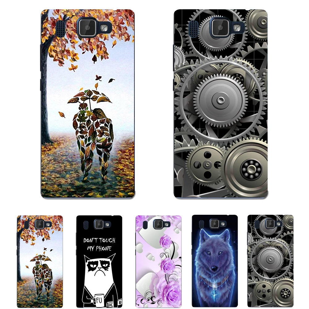 Romantic Leaf Lovers Art Pattern Back Case Cover For Prestigio Grace Q5 PSP5506DUO Shell Bag Housing Gift | Мобильные телефоны и