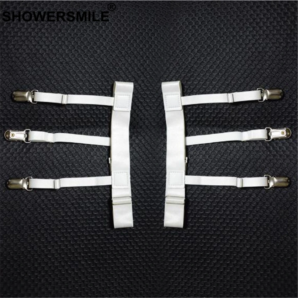 Мужская белая рубашка SHOWERSMILE регулируемая эластичная на подтяжках подтяжки для