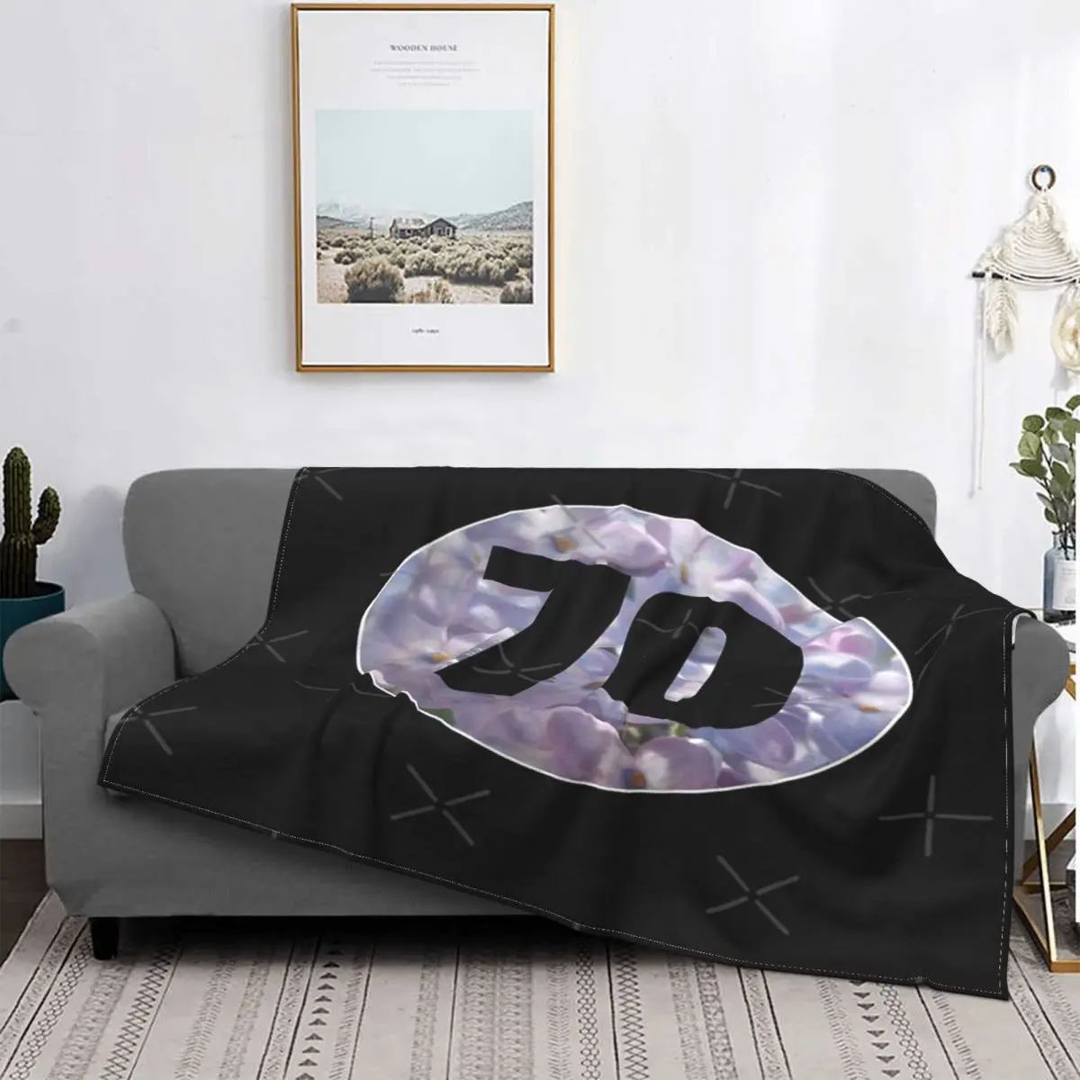 

Manta a cuadros para cama, coberde muselina para sofah, color morado y lila, number sev70