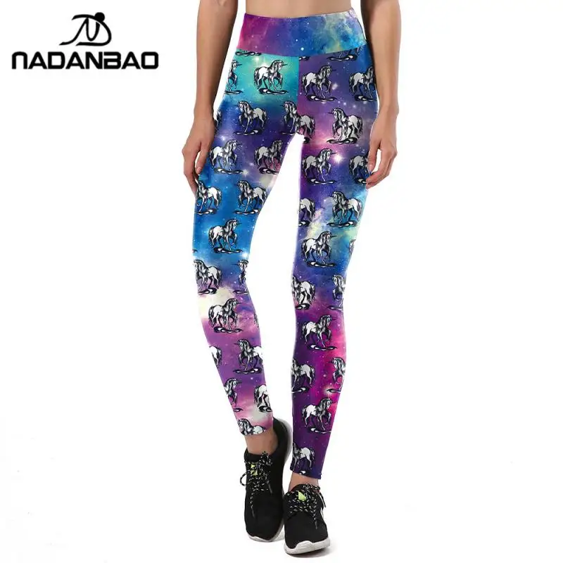 Женские эластичные леггинсы с высокой талией и принтом единорога | Женская