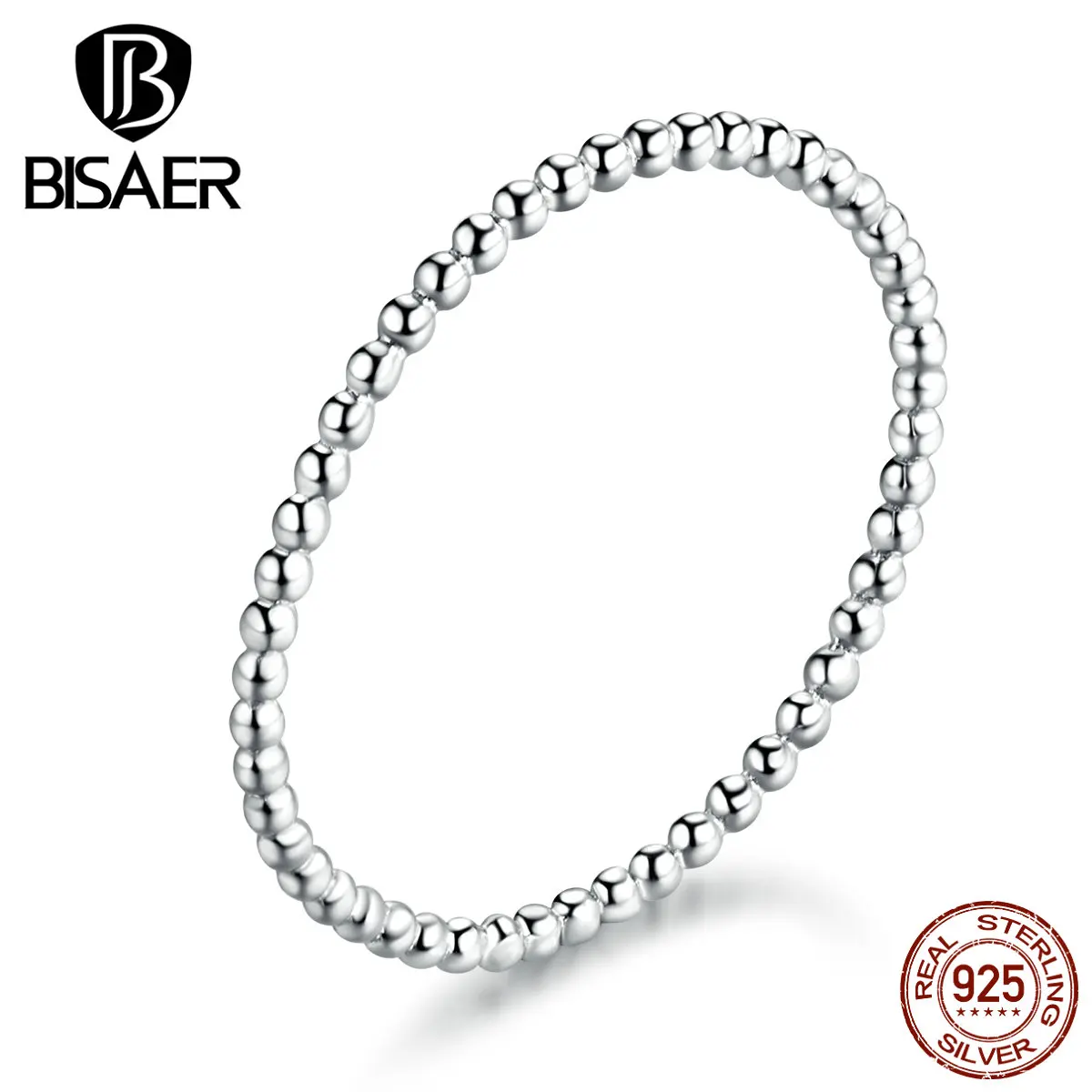 Женские кольца BISAER горячая Распродажа искусственное серебро простые на палец