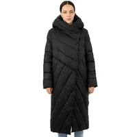 winter gray duck down 95 or more down coat zipper wool warm hooded pocket female plus size coat thick wide waisted long