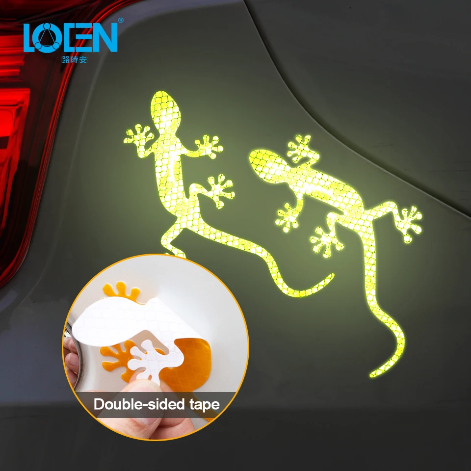 2 шт./лот Gecko Светоотражающая наклейка для безопасности автомобиля