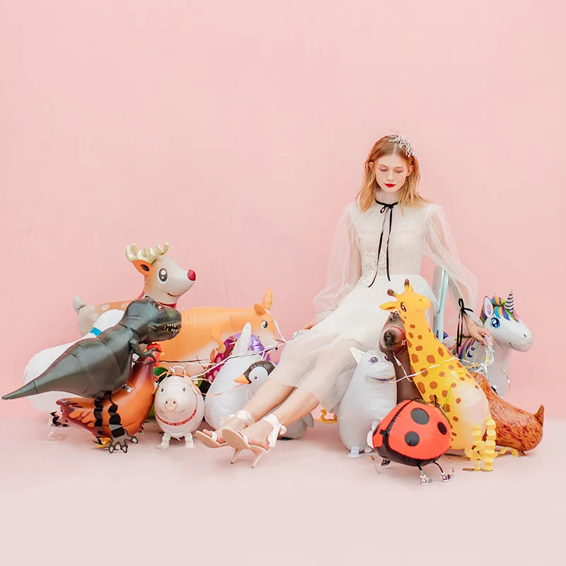 Вечерние украшения прогулки Единорог воздушные шары гуляющих животных гелия