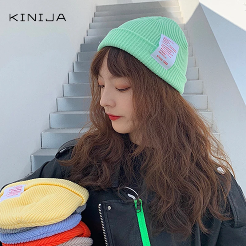 Мужская и женская модная шерстяная Осенняя шапка карамельного цвета с арбузом