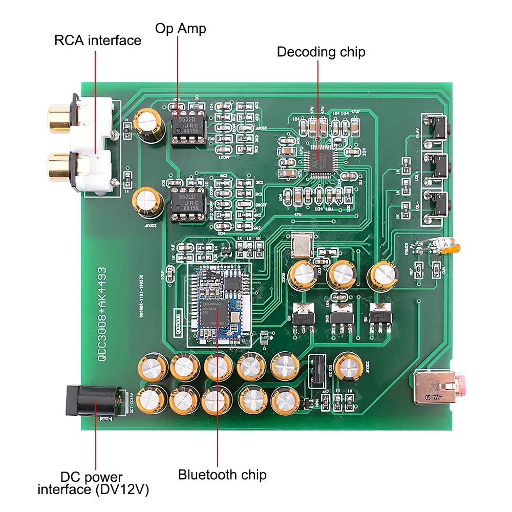 AIYIMA QCC3008 Bluetooth 5 0 декодер аудио Плата DAC AK4493EQ декодирование Op Amp IRC5532 Поддержка