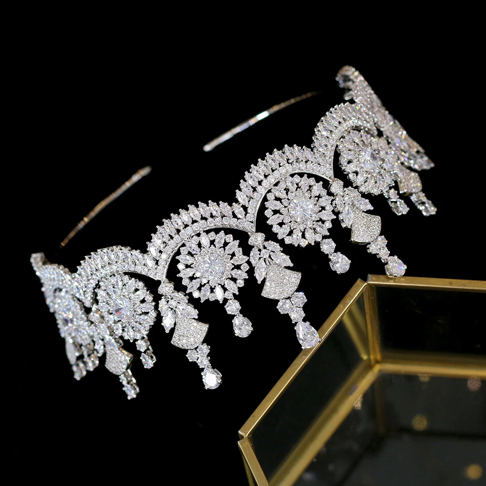 

New European and American Fashion Baroque Full Zircon Bridal Headdress Crown Wedding Crystal Hairband Hair Accessories Girl Gift